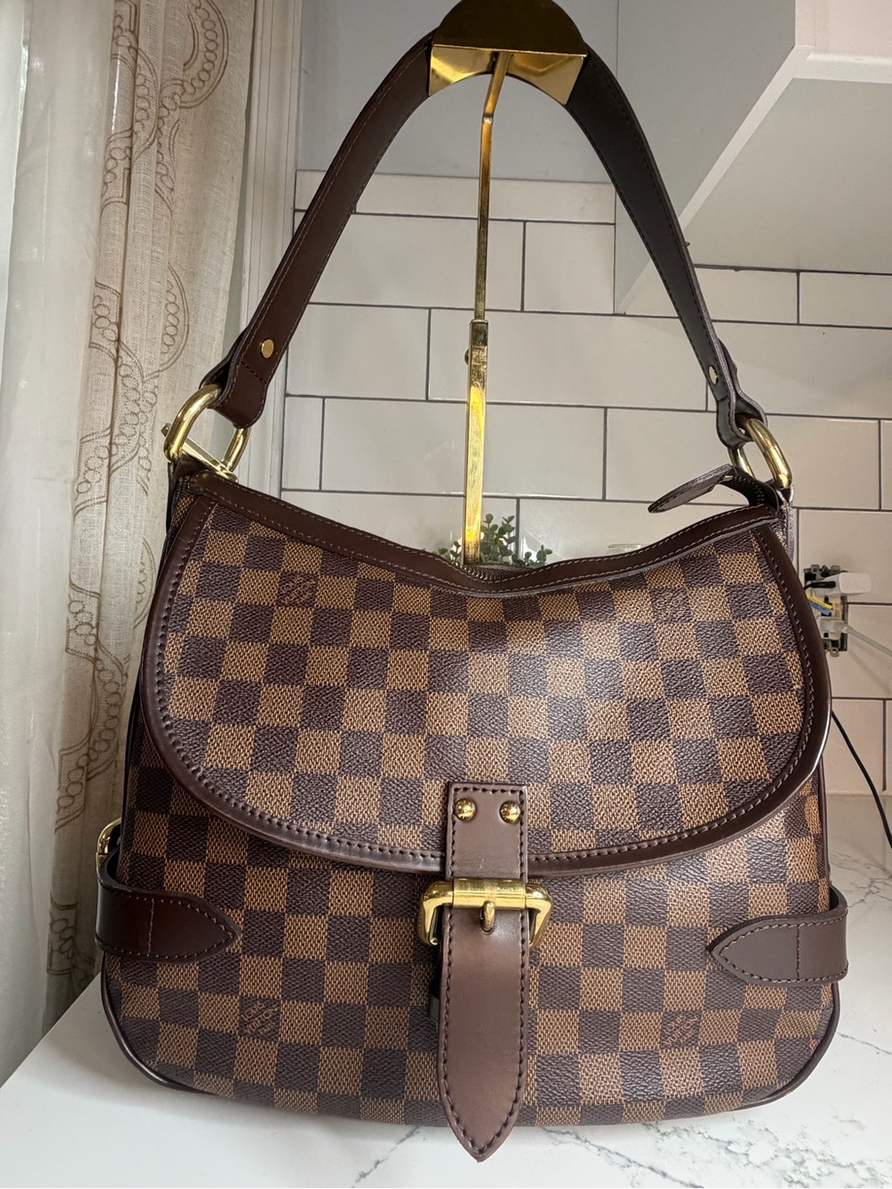 Authentic Louis Vuitton Highbury Shoulder Bag - Damier Ebene w/COA